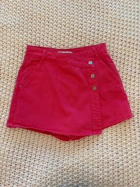 Zara Pink Wrap-Style Skort with Button Detail